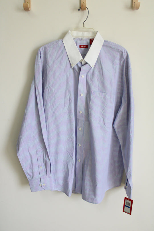 NEW Izod Luxury Sport Violet Stencil Striped Button Down Shirt | XL