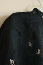 Reversible Black & Cream Long Silky Open Front Kimono Robe with 3/4 Flared Sleeves | OS