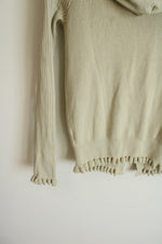 Hem & Thread Light Sage Green Knit Button Down Hoodie | S