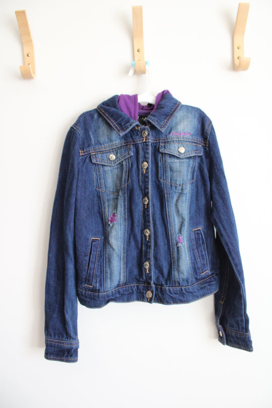 Baby Phat Girlz Purple Hooded Embroidered Denim Jacket | Youth L