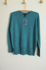 NEW Tahari Teal Blue 2-Ply Cashmere Sweater | XS
