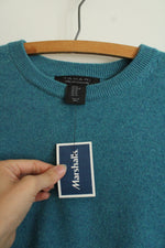 NEW Tahari Teal Blue 2-Ply Cashmere Sweater | XS