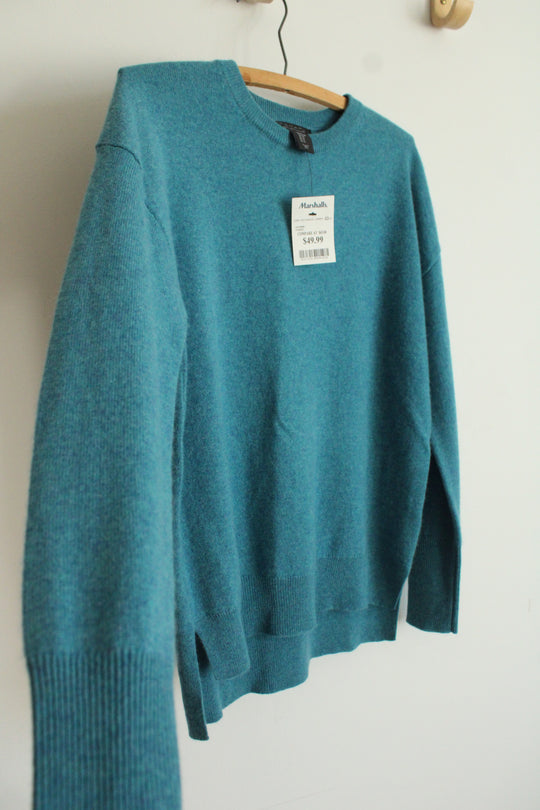 NEW Tahari Teal Blue 2-Ply Cashmere Sweater | XS