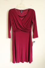 NEW Chaps Maroon Wrap Style Dress | S