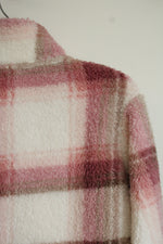 NEW No Boundaries Pink Plaid Plush Half Zip Pullover | XXS