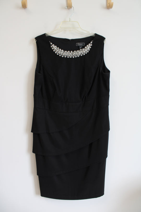 Dressbarn Black Pearl Lined Sheath Dress | 16