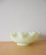 Fenton Vintage Vaseline Custard Ruffled Bowl