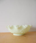 Fenton Vintage Vaseline Custard Ruffled Bowl