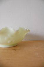 Fenton Vintage Vaseline Custard Ruffled Bowl