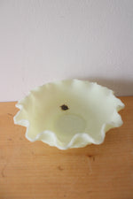 Fenton Vintage Vaseline Custard Ruffled Bowl