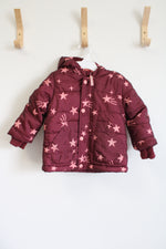 Cat & Jack Maroon Star Patterned Winter Coat | 18 MO