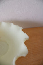 Fenton Vintage Vaseline Custard Ruffled Bowl