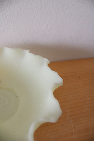 Fenton Vintage Vaseline Custard Ruffled Bowl