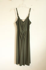 Michael Kors Olive Green Knotted Front Spaghetti Strap Dress | L