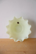 Fenton Vintage Vaseline Custard Ruffled Bowl