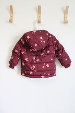 Cat & Jack Maroon Star Patterned Winter Coat | 18 MO