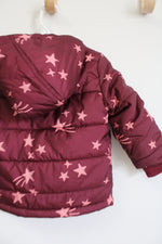Cat & Jack Maroon Star Patterned Winter Coat | 18 MO