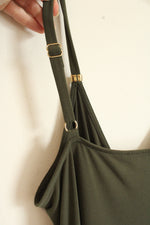 Michael Kors Olive Green Knotted Front Spaghetti Strap Dress | L