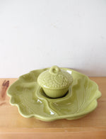 Pfaltzgraff Green Leaf & Acorn Chip & Dip Tray