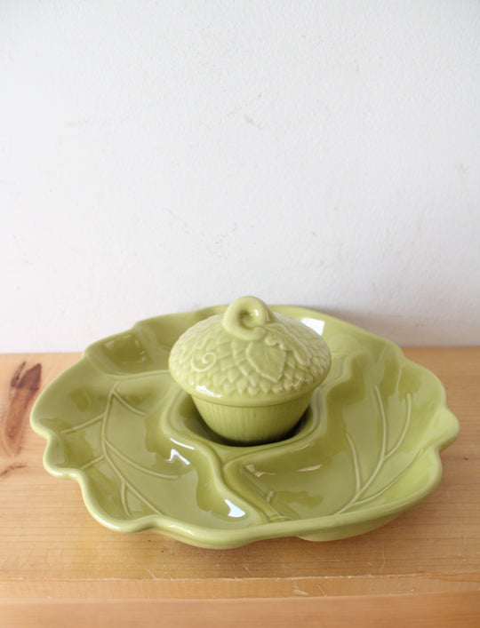 Pfaltzgraff Green Leaf & Acorn Chip & Dip Tray
