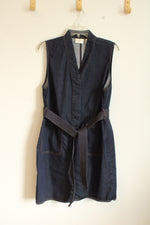 Chico's Denim Dark Wash Button-up Belted Sleeveless Dress | 2
