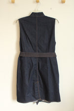 Chico's Denim Dark Wash Button-up Belted Sleeveless Dress | 2