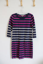 Banana Republic Navy Pink & Cream Striped Cotton Dress | S