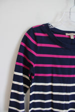 Banana Republic Navy Pink & Cream Striped Cotton Dress | S