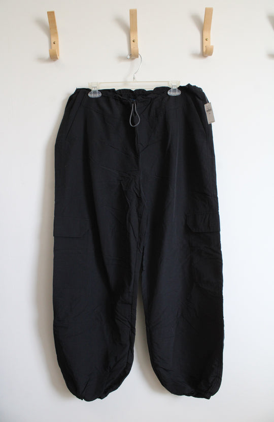 NEW Old Navy Quick Dry Black Nylon Drawstring Pants | L Tall