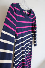 Banana Republic Navy Pink & Cream Striped Cotton Dress | S
