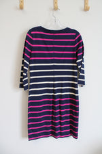 Banana Republic Navy Pink & Cream Striped Cotton Dress | S