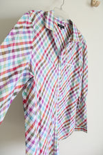 Lafayette 148 New York Plaid Colorful Shirt | XL