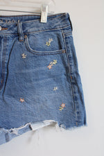 American Eagle Denim Flower Embroidered Mom Short | 10