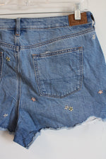 American Eagle Denim Flower Embroidered Mom Short | 10