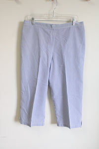 Alfred Dunner Blue Striped Capri Pants | 16