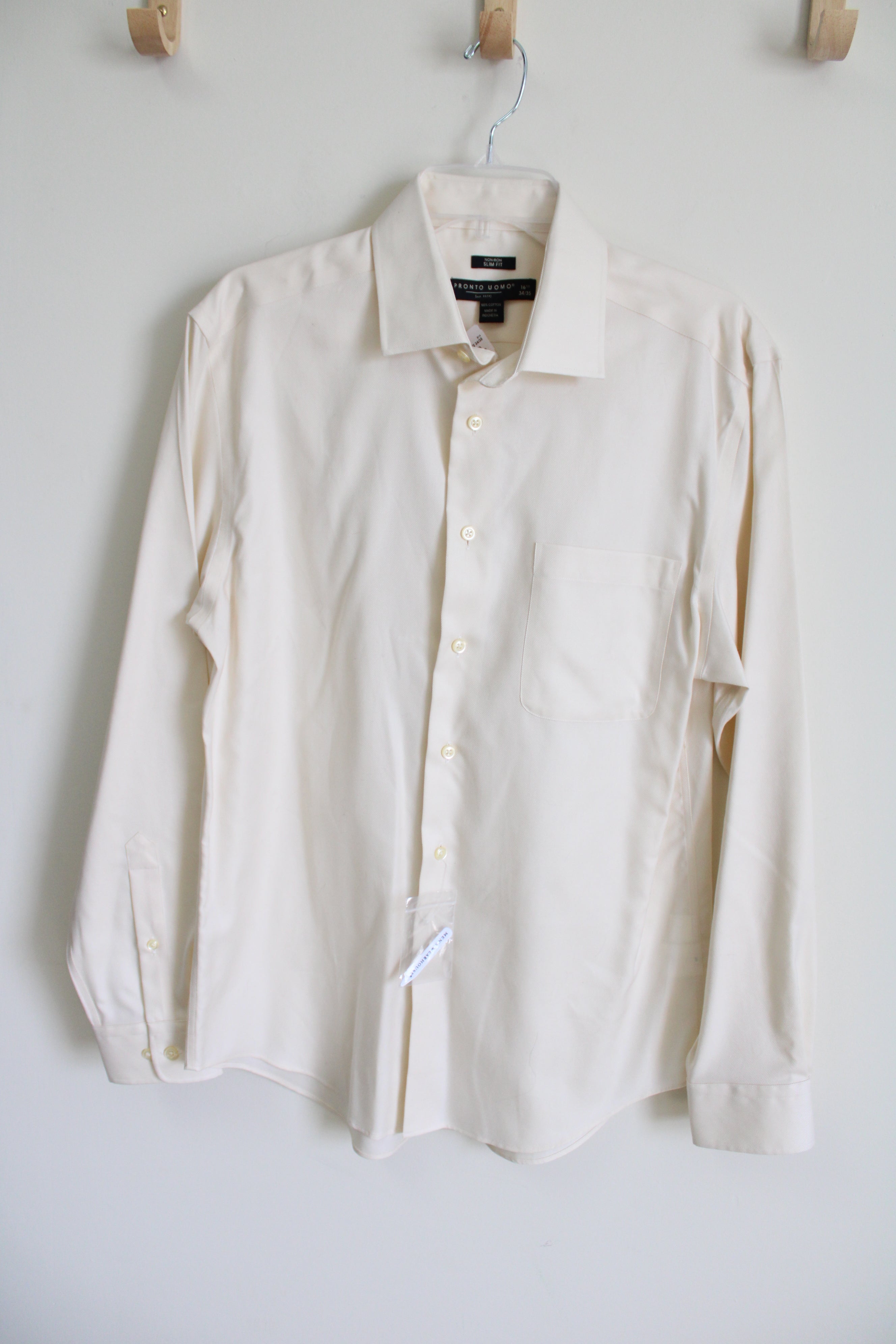NEW Pronto Uomo Slim Fit Cream Button Down Shirt | 16 1/2