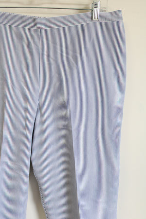 Alfred Dunner Blue Striped Capri Pants | 16