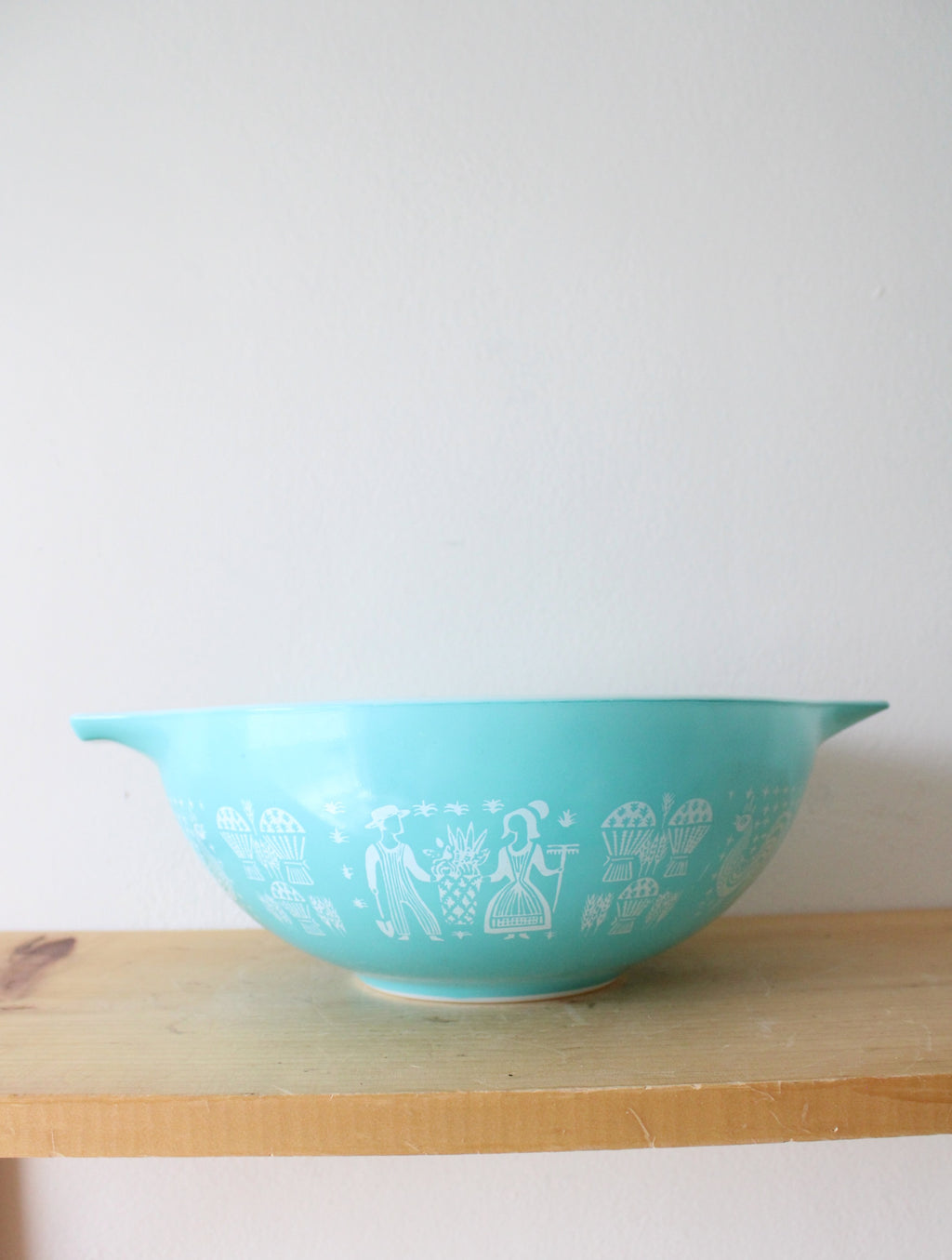 Vintage Pyrex #444 Turquoise Amish Butterprint 4 Quart Cinderella Bowl