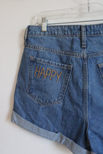 Wild Fable "Happy" Embroidered Highest Rise Mom Shorts | 10/30R