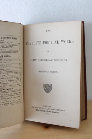 Whittier's Poems Complete 1880 Edition By John Greenleaf Whittier