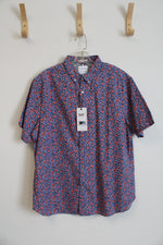 NEW Denim & Flower Blue & Orange Floral Button Down Shirt | XL