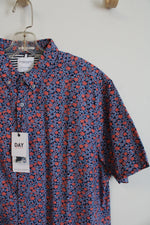 NEW Denim & Flower Blue & Orange Floral Button Down Shirt | XL