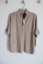 NEW White House Black Market Zip Up Poncho Heather Cork Sweater | XS