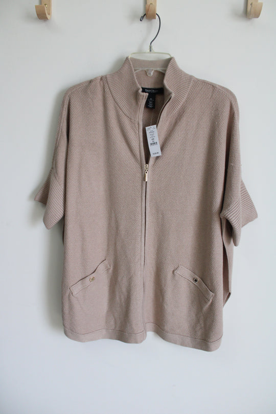 NEW White House Black Market Zip Up Poncho Heather Cork Sweater | XS