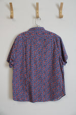NEW Denim & Flower Blue & Orange Floral Button Down Shirt | XL