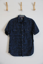 Rock & Republic Black & Blue Paisley Print Button Down Shirt | M