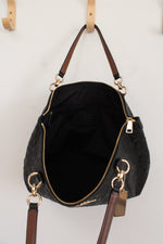 Coach Signature Embossed Leather Ava Black Tote Bag