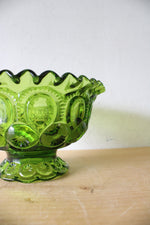 Vintage Moon & Stars Green Compote Bowl