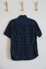 Rock & Republic Black & Blue Paisley Print Button Down Shirt | M