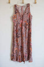 Madewell Pink & Burgundy Floral Cotton Blend Dress | 8